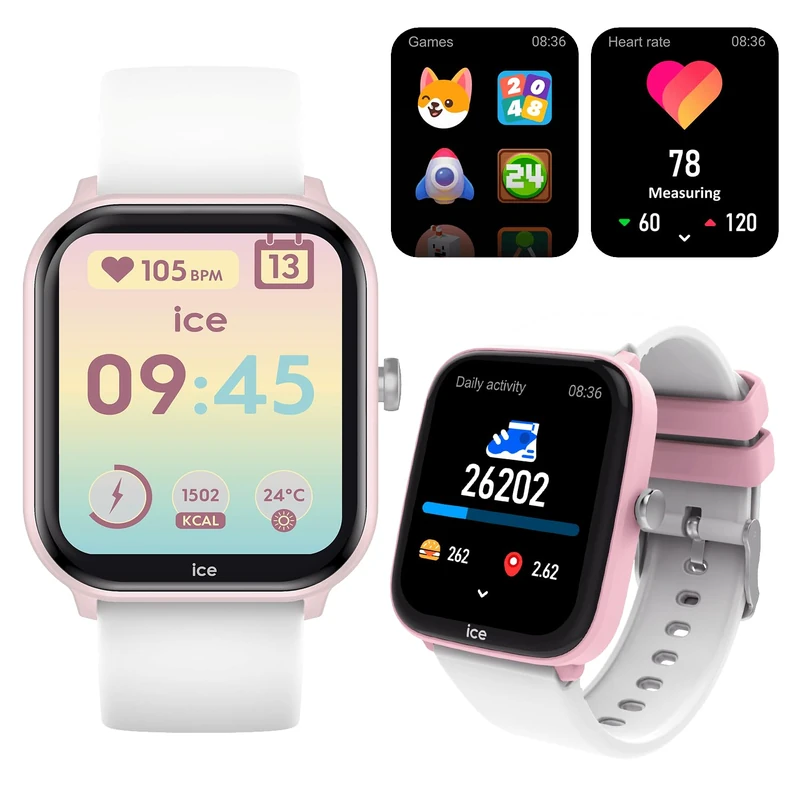ICE-WATCH - ICE smart junior 3.0 Pink White 1.75 AMOLED - Girl's wristwatch with silicon strap - 024297 (1.75 inches)
