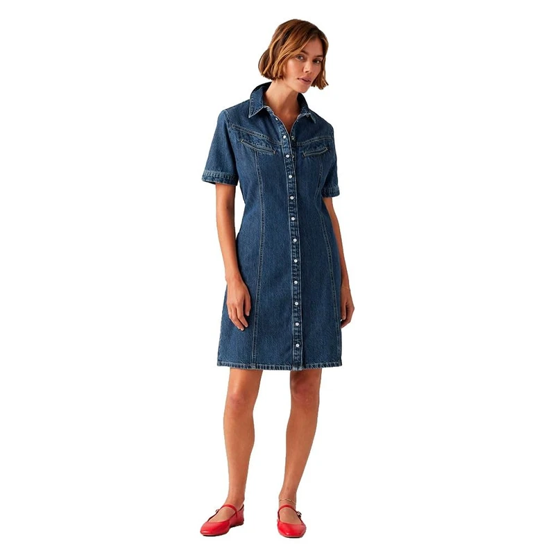 Levi's Women's Rinoa Denim SS Dress Med Indigo, Flat Finish, Colour Sledge Sister, Size XS, Sledge Sister, XS