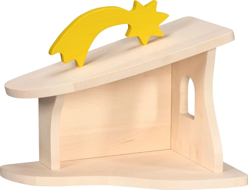 HOLZTIGER 80617 Wooden Nativity Scene, Handmade Wooden Toy Made of Maple, Includes Poinsettia, Water-Based Colours, Promotes Imagination & Creativity, Made in Europe, 40 x 25 x 29 cm, from 3 Years