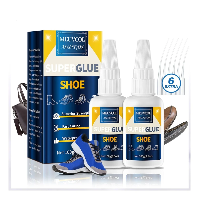 Meuvcol Shoe Glue 100g, Super Shoe Glue Sole Repair Heavy Duty, Clear Waterproof Shoe Repair Adhesive UK, Trainer Adhesive For Boot, Sneaker, Leather, Rubber, Suede, Hiking, Handbag - Fast Drying