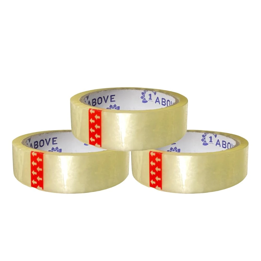 1ABOVE 3 Rolls Cellotape for Packing, 24mm x 40m, Strong Clear Packing Sellotape, Ideal for Gift Wrap, Home or Office - Clear Stationery Tape