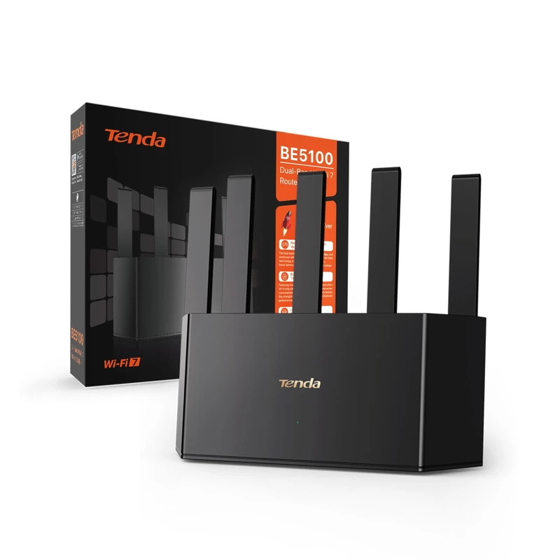 [New] Tenda RE6L Pro – WiFi 7 BE5100 Dual-Band Router, WiFi Mesh, 1x2.5Gbps+3X Gigabit WAN/LAN Ports, 5 Vertical Antennas, Multilink Operation(MLO), 4K-QAM, VR/AR Gaming, NFC, VPN