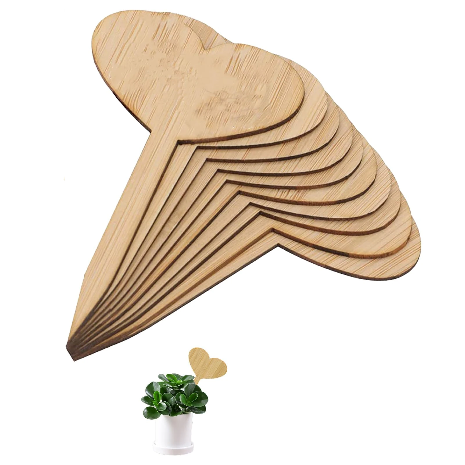 A Set of 25 Wooden T-Shaped Plant Labels with Marker pens, Perfect for Marking Herbs, Seeds, Flowers, and Vegetables, Durable Garden Labels (10cm/3.9"" Long, 6cm/2.4)（Love Shape）