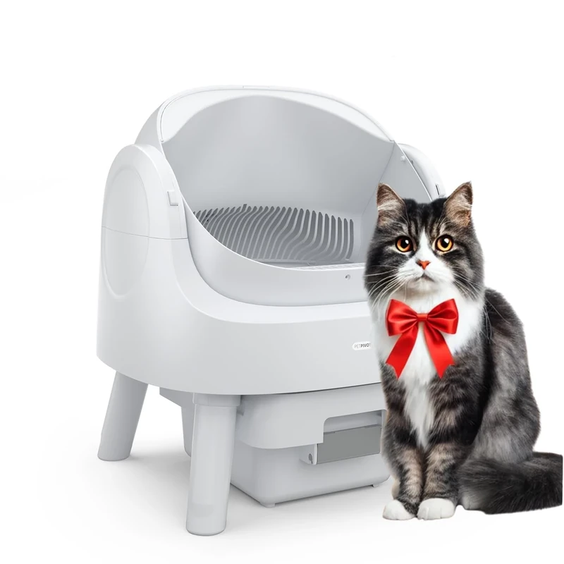 PetPivot Self-Cleaning Cat Litter Tray with Open Design, Automatic & Manual Modes, Instant Cleaning & Easy Scooping, Ideal for Large Cats, Suitable for Multi-Cat Households