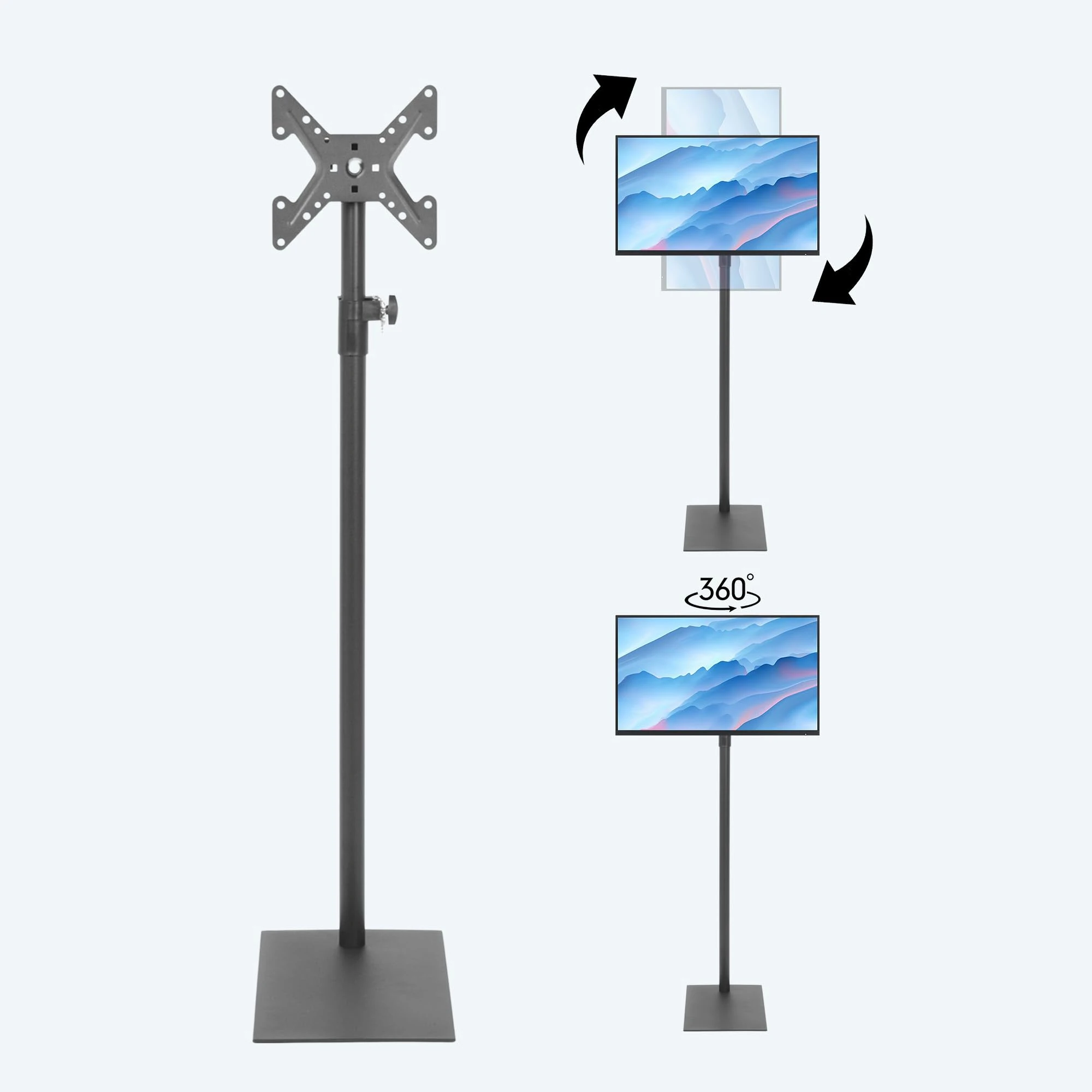 Suuiwau Universal Swivel Floor TV Stand with Mount 360 Degree Monitor Floor Stand for 14-43inch TV Tilting Free Standing TV Mount VESA Stand with 4 Level Height Adjustable for Bedroom Living Room