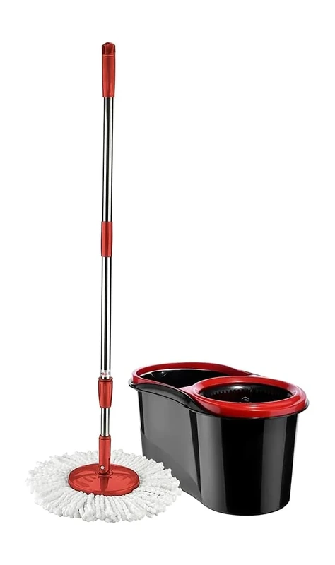 Spin Mop and Bucket Set | 16 Litres | Microfibre Mop Head | Long Handle Extendable Stainless Steel | Floor Cleaning | 360° Rotating Mop with Easy Wringer | Wet and Dry - By Orion Stationery