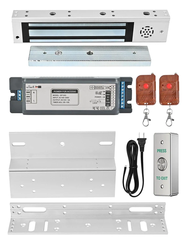 Smart Door Access Control System 600lbs Magnetic Lock Kit with ZL Bracket Tuya App & Remote Control, Stainless Steel Exit Button, Power Supply and Built-in Alarm Beeper