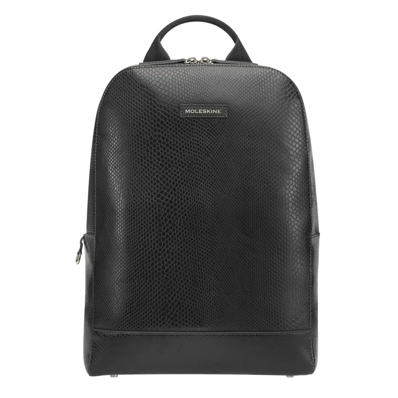 Moleskine Precious and Ethical Vegan Backpack, Python-Effect VEGEA Material, with Device Compartment, Pouch, Shopper & Keyring, Size 26 x 37 x 9 cm, Black