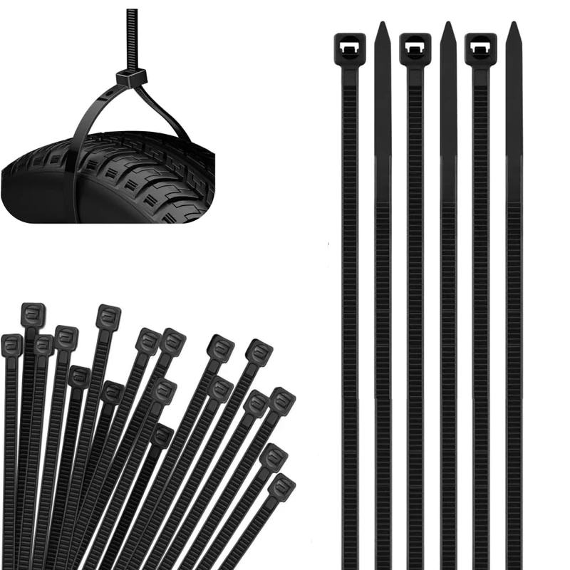 200Pcs Cable Ties Black, 300mm x 4.8mm, Heavy Duty Nylon Cable Ties with 30kg Tensile Strength, Multi-Purpose Zip Tie Wraps for Indoor Outdoor Home Office