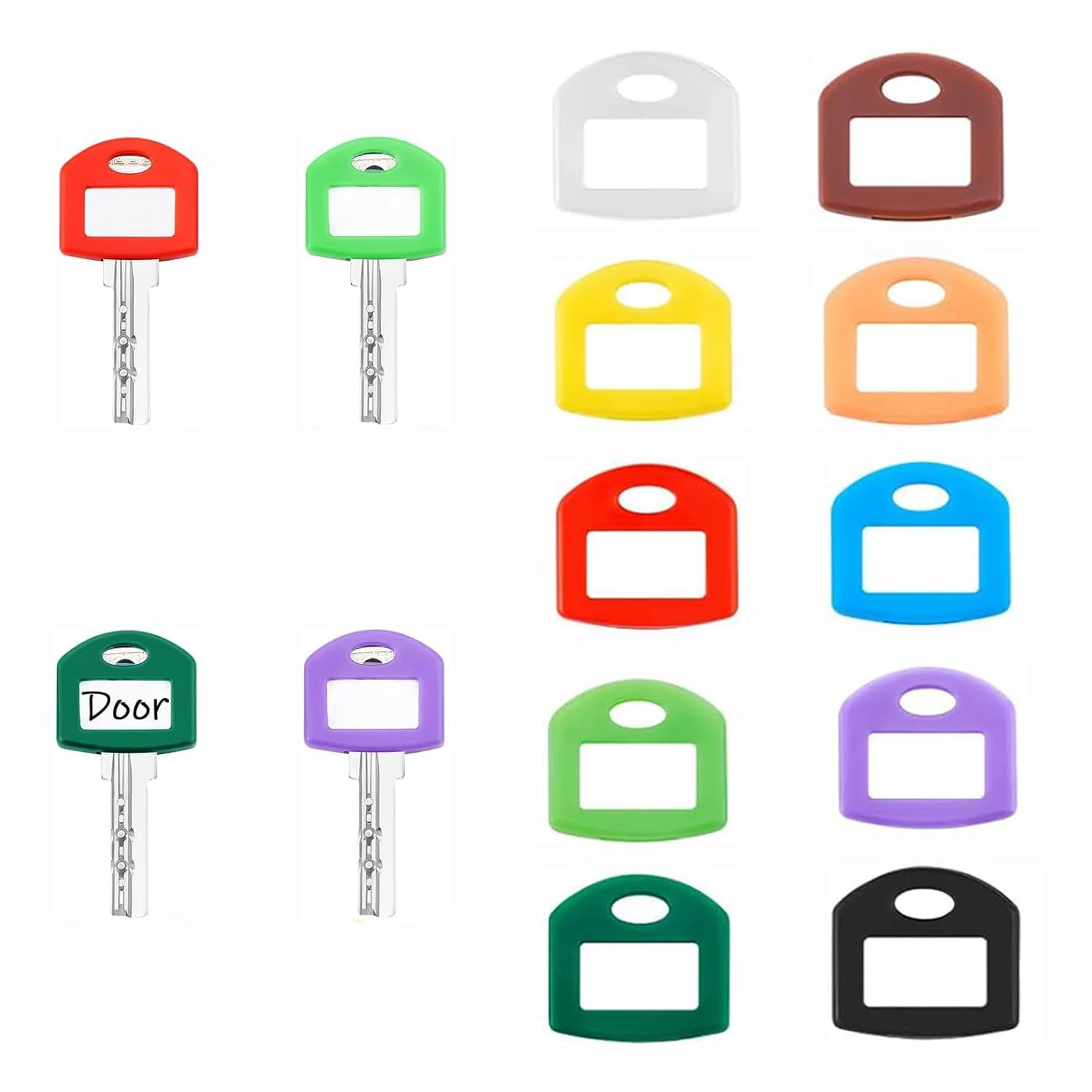 SOPSTUO Key Covers Caps - 10Pcs Key Caps, Key Coloured Caps, Flexible Square Key Covers, Identifiers Caps Key for House Keys Classification Organization