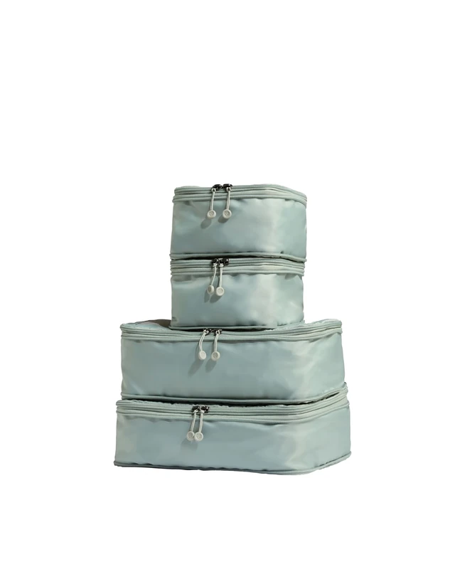 ANTLER - Compression Packing Cubes, Set of 4 Essential Packing Cubes for Suitcases and Backpacks - Holiday, Travel & Accessories Organiser, Easy Clothes and Shoe Storage - Mist Blue