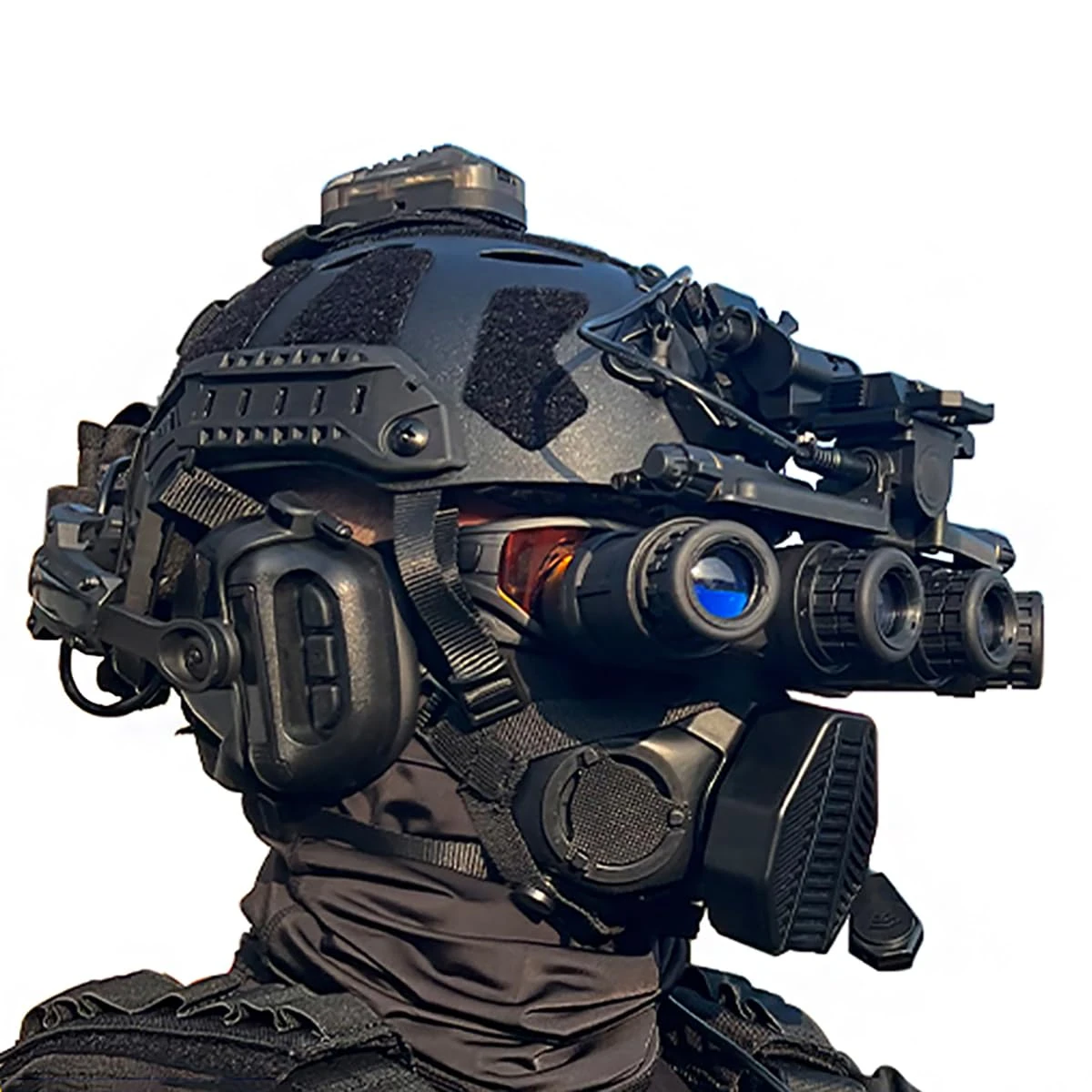 KBFLWBF Tactical FAST Helmet Set Adjustable Airsoft Helmet with Noise Canceling Headset Paintball Mask Goggles Battery Bag Metal L4G24 and NVG Model for Outdoor Sports Cosplay BBS Game H