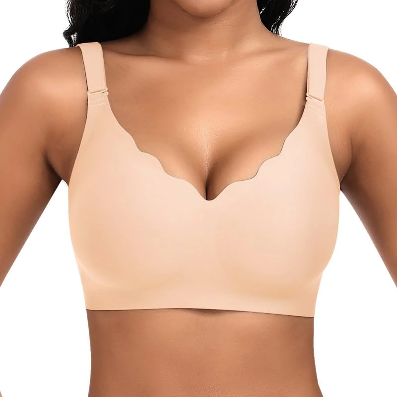 Cavotor Women Wireless Bras Soft Comfortable Supportive Bra with Extender (Beige,XL)