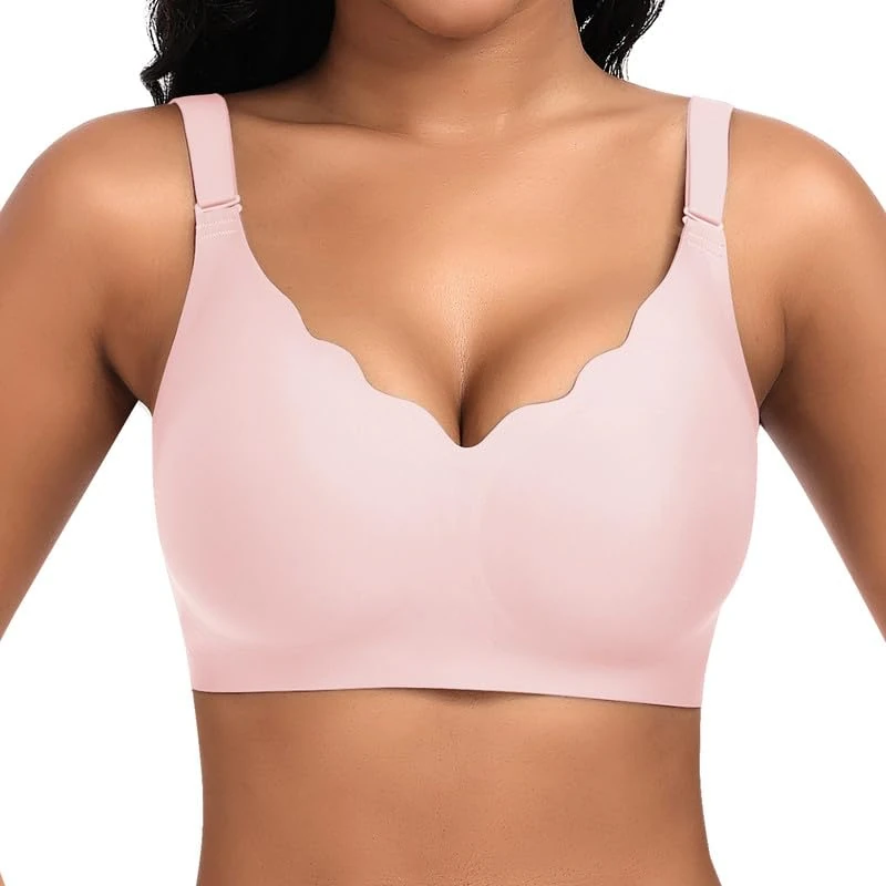 Cavotor Wireless Bras for Women Soft Comfortable Supportive Bra with Extender (Pink,XL)