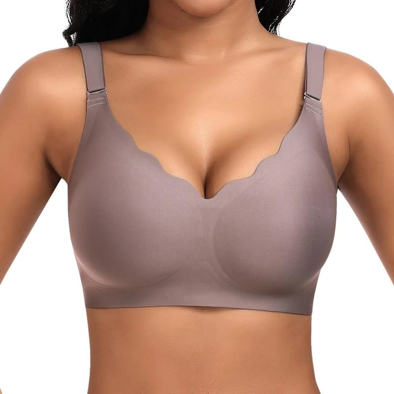 Cavotor Women Push Up Bras Wireless Soft Comfortable Supportive Bra with Extender (Coffee,XL)