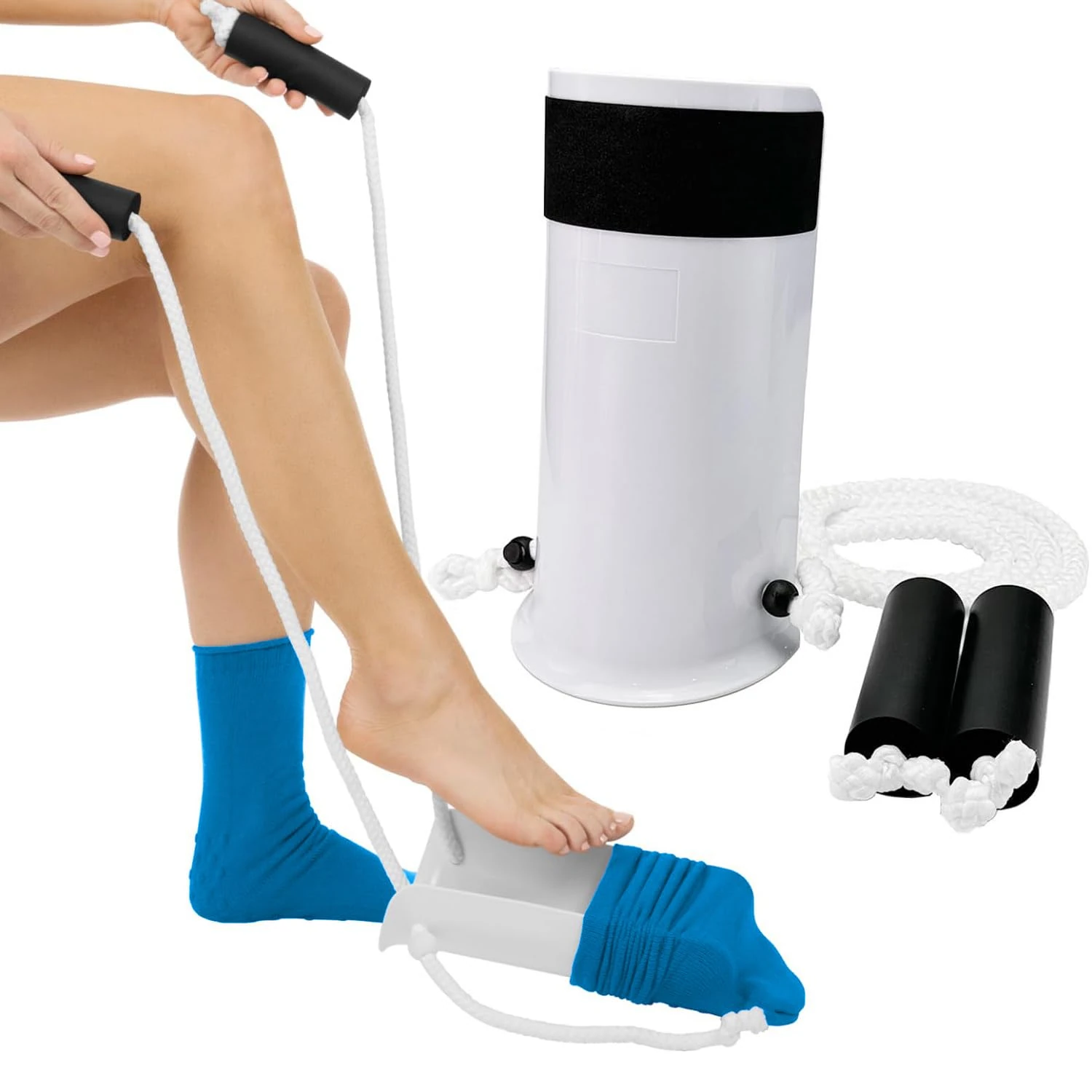 Sock Aid Tool for Elderly, Disabled, Pregnant, Diabetics - Pulling Assist Device for Putting Socks Easy On and Easy Off - Sock Helper Aide Tool (White)