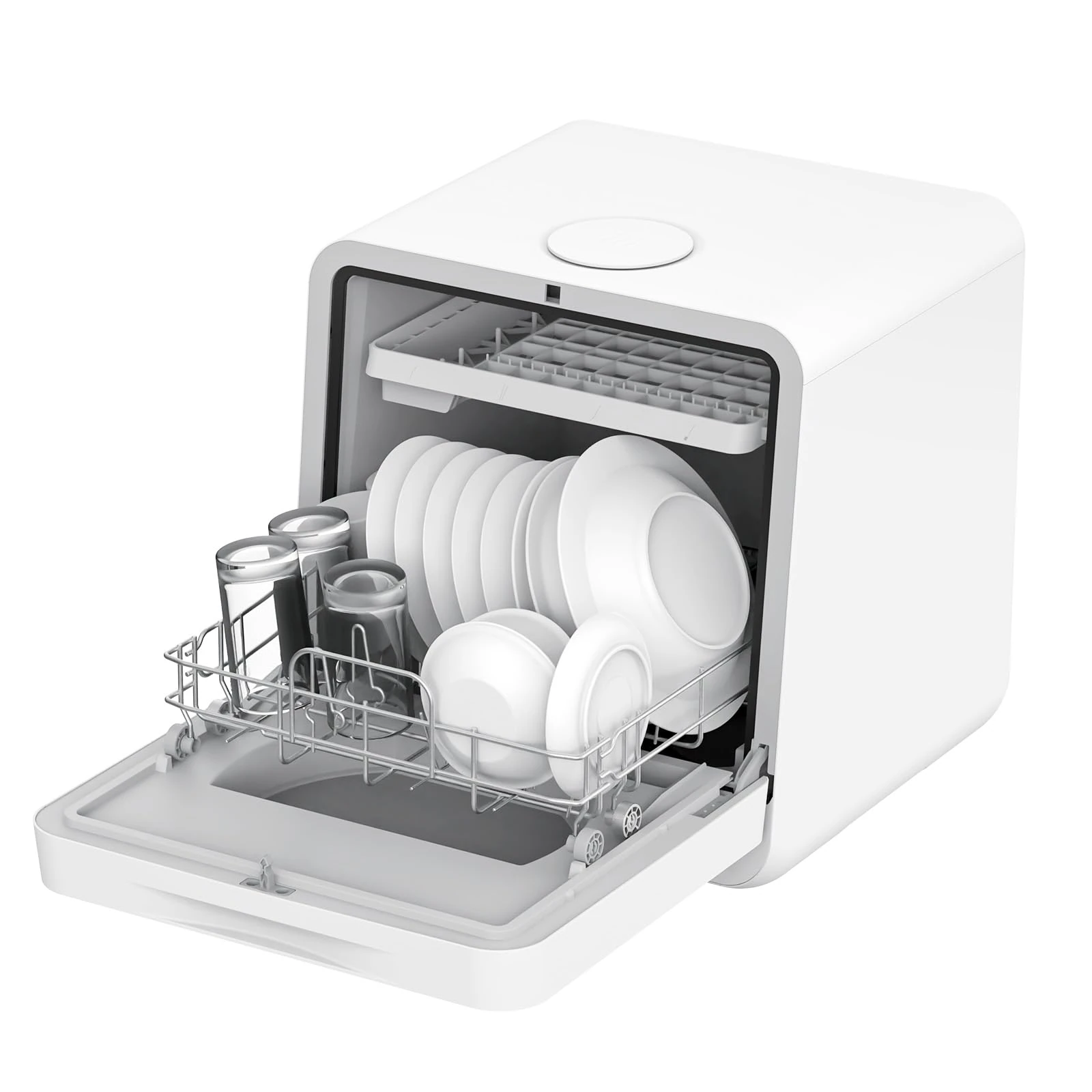 Table Top Dishwasher, Countertop Dishwasher with 6+1 Programmes, Mini Countertop Dishwasher 5L Water Tank, 24H Delay, Dual Water Supply, Air Dry Portable Dishwasher for Apartment, Dorms, RVs