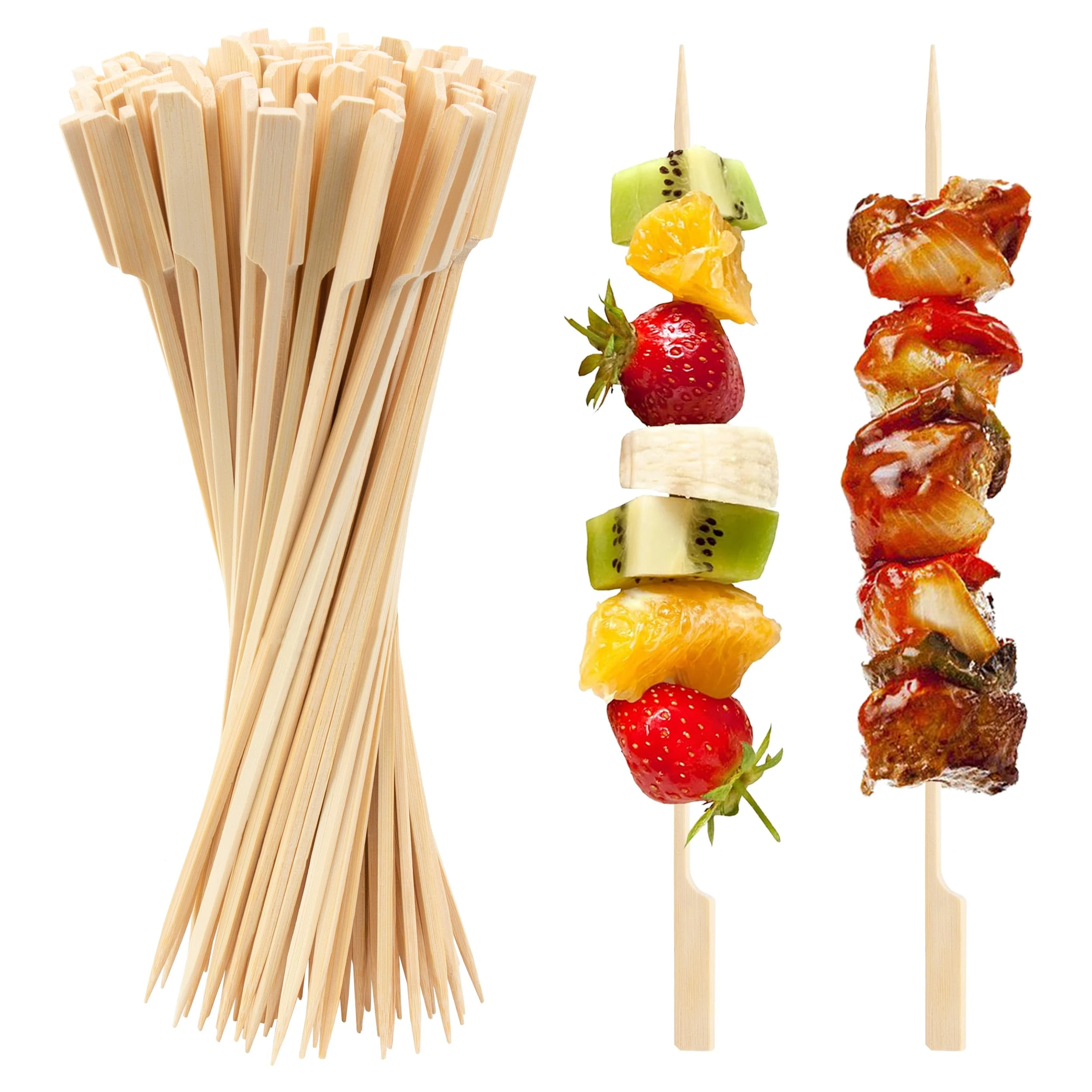 ANTETOK 100 Pieces Bamboo Skewers 25cm, Premium Food Grade BBQ Skewers Bamboo Cocktail Sticks for Finger Food, Kebab, Canape, Marshmallow, Fruit and Burger