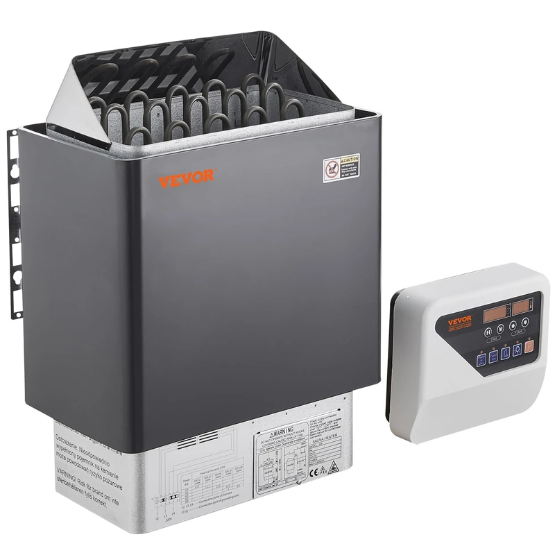VEVOR Portable Electric Sauna Heater 8kW 400V 3N with 3 Hour Timer Digital Controller 110°C Max for Sauna 8-12 m³ Hotel Spa Shower Commercial Use, Stones Not Included