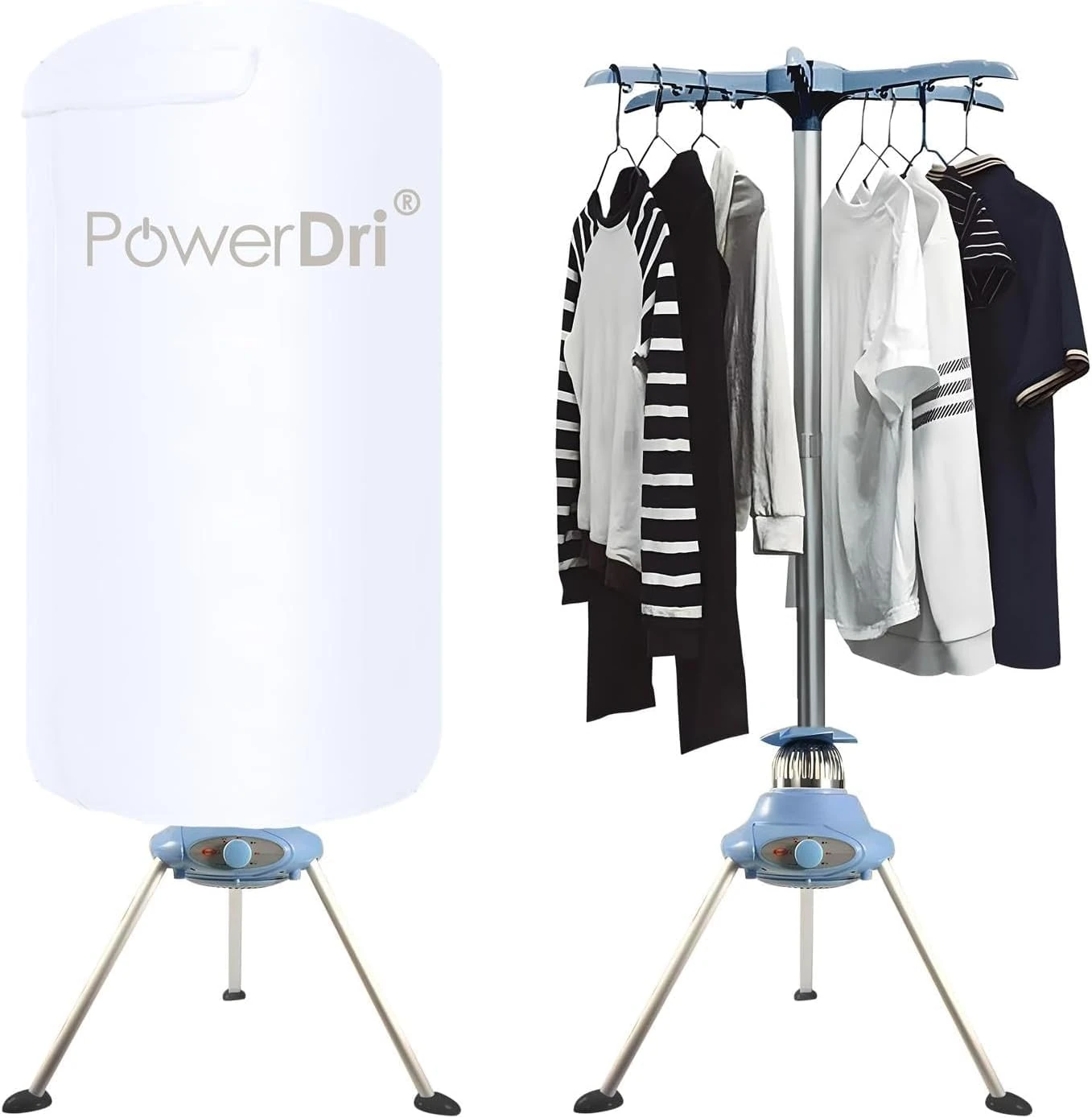 PowerDri Portable Fast Drying Electric Clothes Dryer Heated Indoor Home Dorms Buddy Hot Air Airer Machine (White)