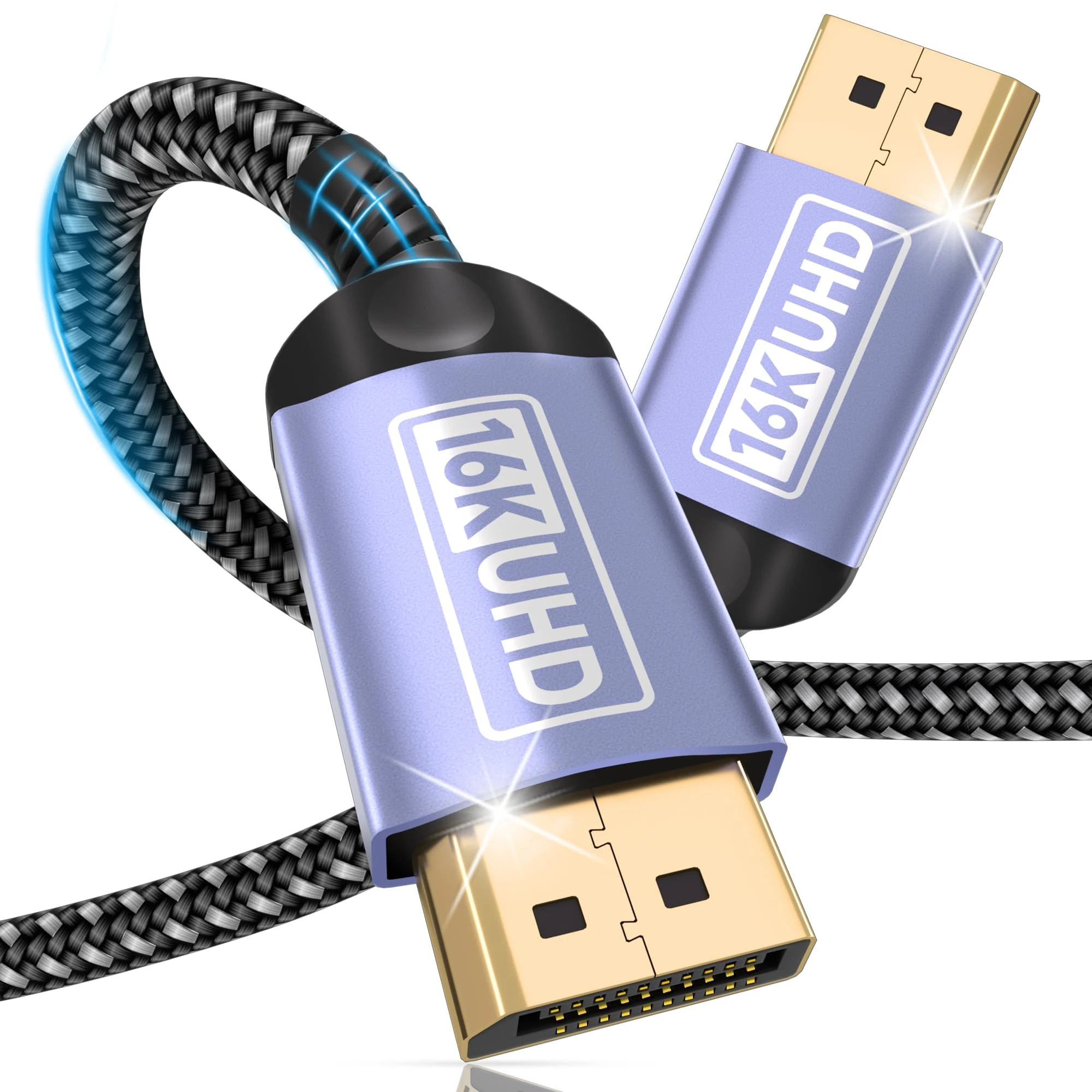 Zestiq 16K DisplayPort Cable 2.1 5M-16K@60Hz, 10K@60Hz, 8K@120Hz, 4K@240Hz/165Hz/144Hz, 2K@360Hz/240Hz, DP Cable Supports 80Gbps, HDR, DSC1.2a, FreeSync, G-Sync for Gaming Monitor, Graphics Card, PC