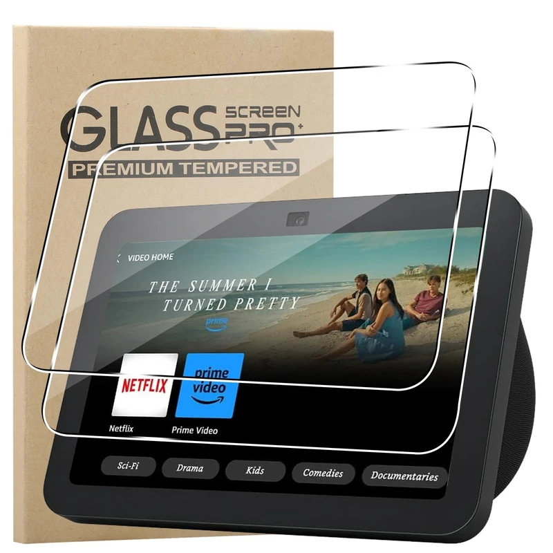 KZIOACSH 2 Pack Screen Protector for Echo Show 8 3nd Gen, Ultra Clear Anti-Scratch Tempered Glass Film 9H Hardness Touch Sensitive Anti-Fingerprint Protective Screen Guard for Echo Show 8 3nd Gen