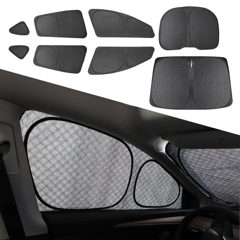 EVFITUS 8PCS Upgraded for Tesla Model Y Window Shade Covers Thicker 5-Layer Material Sun Darker Windshield Sunshade Side Window Privacy Shade for Tesla Model Y Accessories 2024 2023 2022 2021 2020