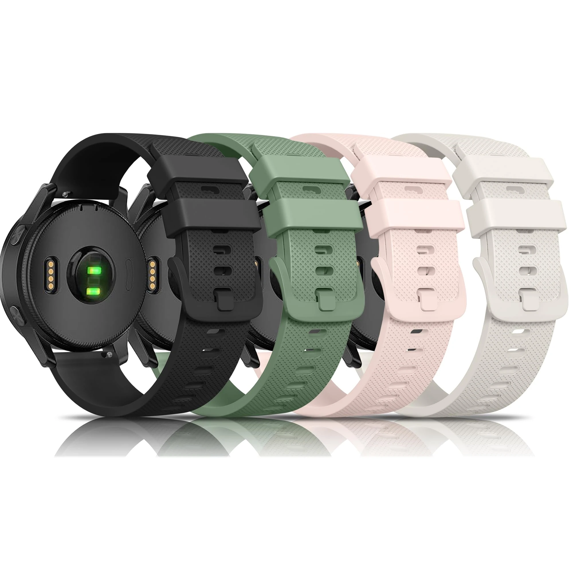 4 Pack for Garmin Forerunner 245 Straps, Garmin Vivoactive 5 Strap, Venu SQ Strap, 20mm Soft Silicone Replacement Wristbands for Forerunner 55/645/245 Music Smartwatch