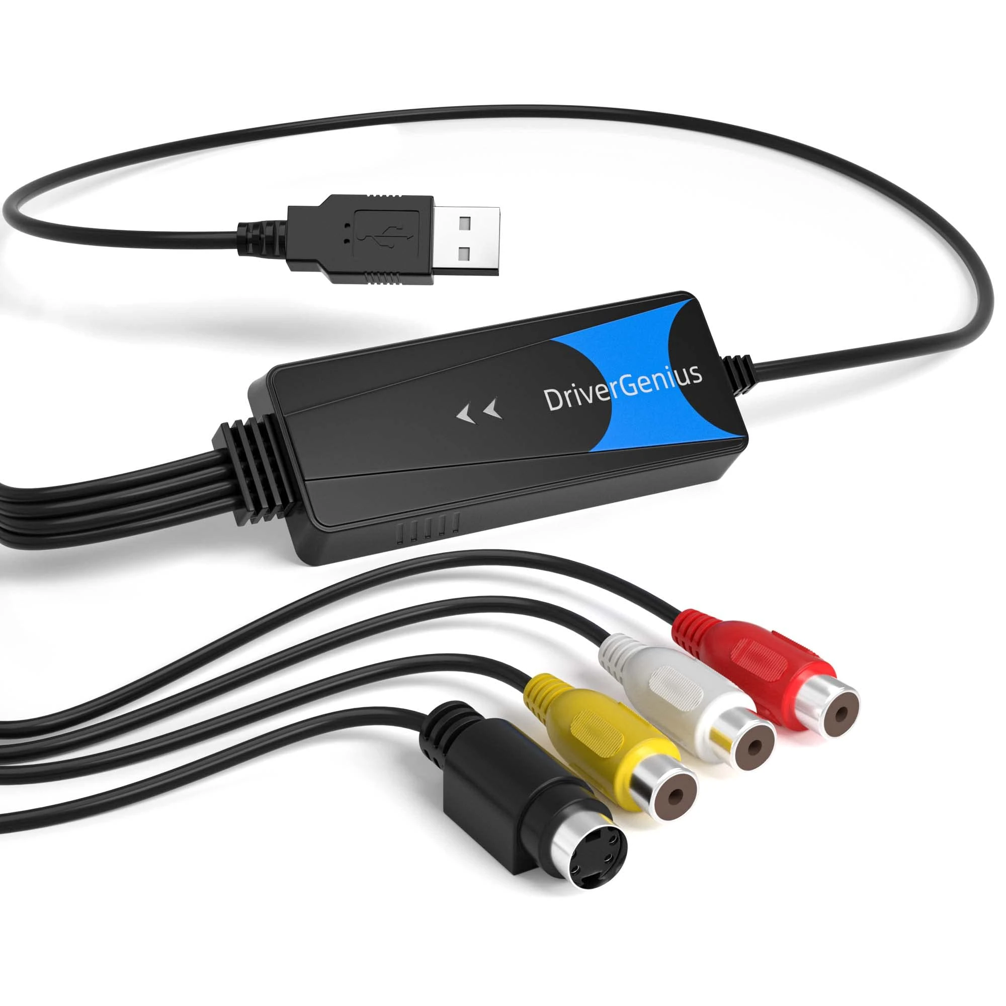DriverGenius EraCapture-II USB Video Capture Adapter (Composite/S-Video) – Analog to Digital VHS/DVD Converter -Compatible with OBS on Windows 11 & macOS 15