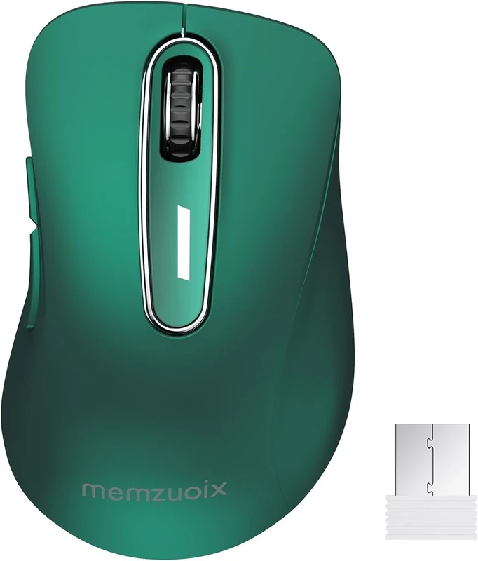 memzuoix 2.4G Wireless Mouse - 1200 DPI, 5-Button Dark Green