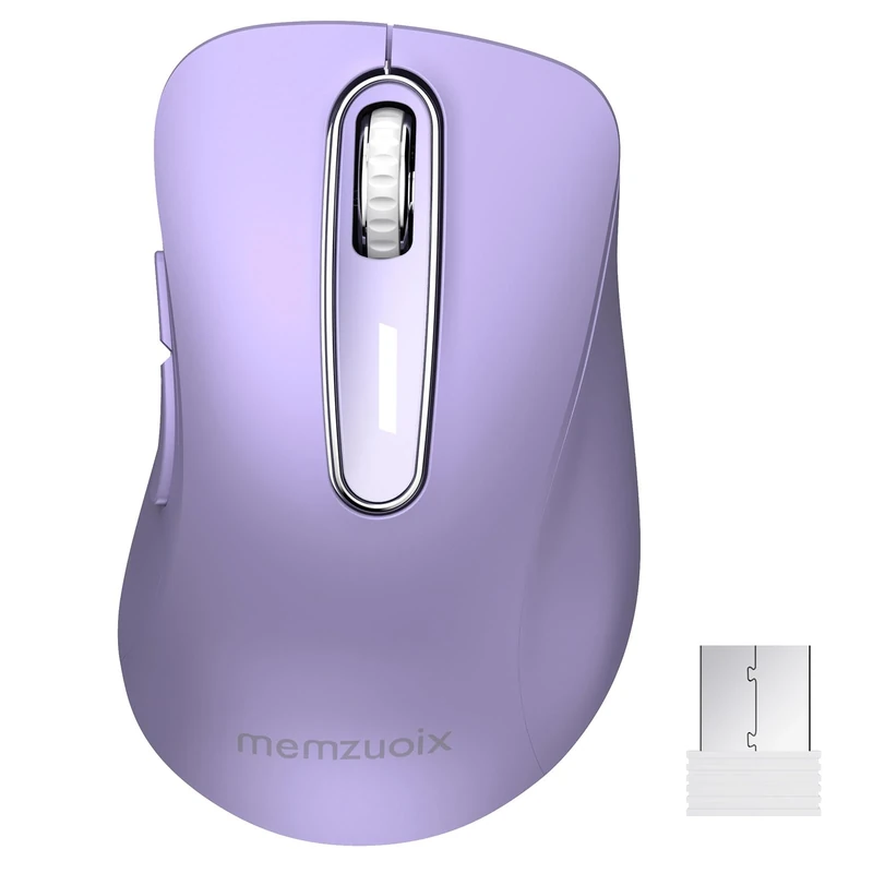 memzuoix 2.4G Wireless Mouse, 1400 DPI Mobile Optical Cordless with USB Receiver, Portable Computer Mice Wireless for Laptop, PC, Desktop, MacBook, 5 Buttons (Lilac)