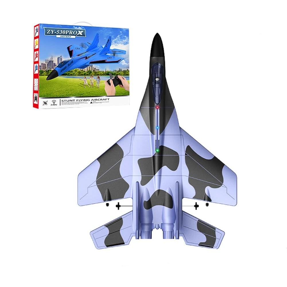 RC Plane, 2.4 GHZ Remote Control Wireless Airplane Toy, Easy to Fly RC Fighter, Remote Control Aircraft with Lights, Remote Airplanes Foam RC Fighter Airlane Jet for Adult Kids Beginner (Blue 2)