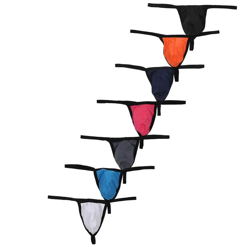 YUFEIDA Men's Thong Underwear Breathable Mesh Briefs Comfortable String Underpants Low Rise T-Back Bikini Pack