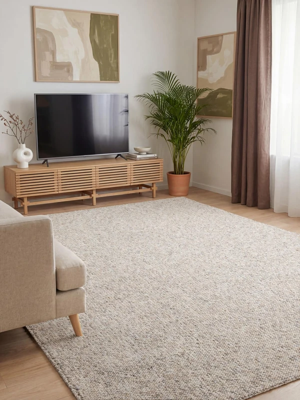 ELLE Decoration Rocco Flat Weave Rug, Machine Washable, Wool Look, Durable and Sustainable, Modern, Skandi Look for Living Room, Dining Room, Bedroom, Hallway - Cream Multi-Colours, 160 x 230 cm