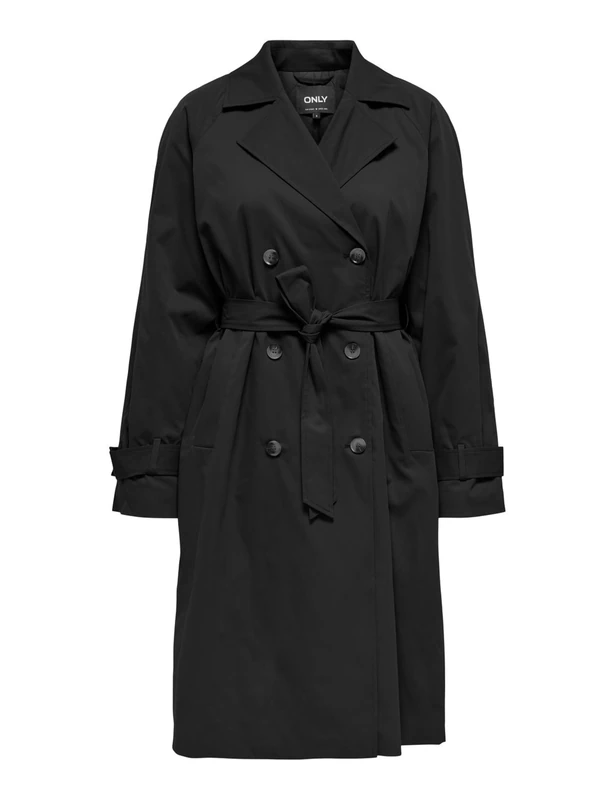 ONLY Women's Trenchcoat Onlorchid Life Quilt Long Trench Coat OTW, Black, M