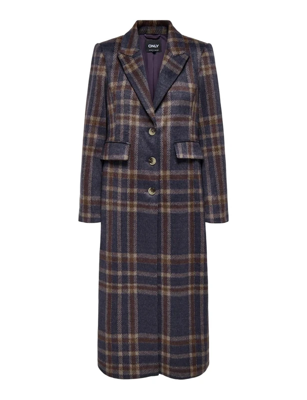ONLY Women's Onlcoris Life Check Coat OTW, Plum Perfect, L - Image 1