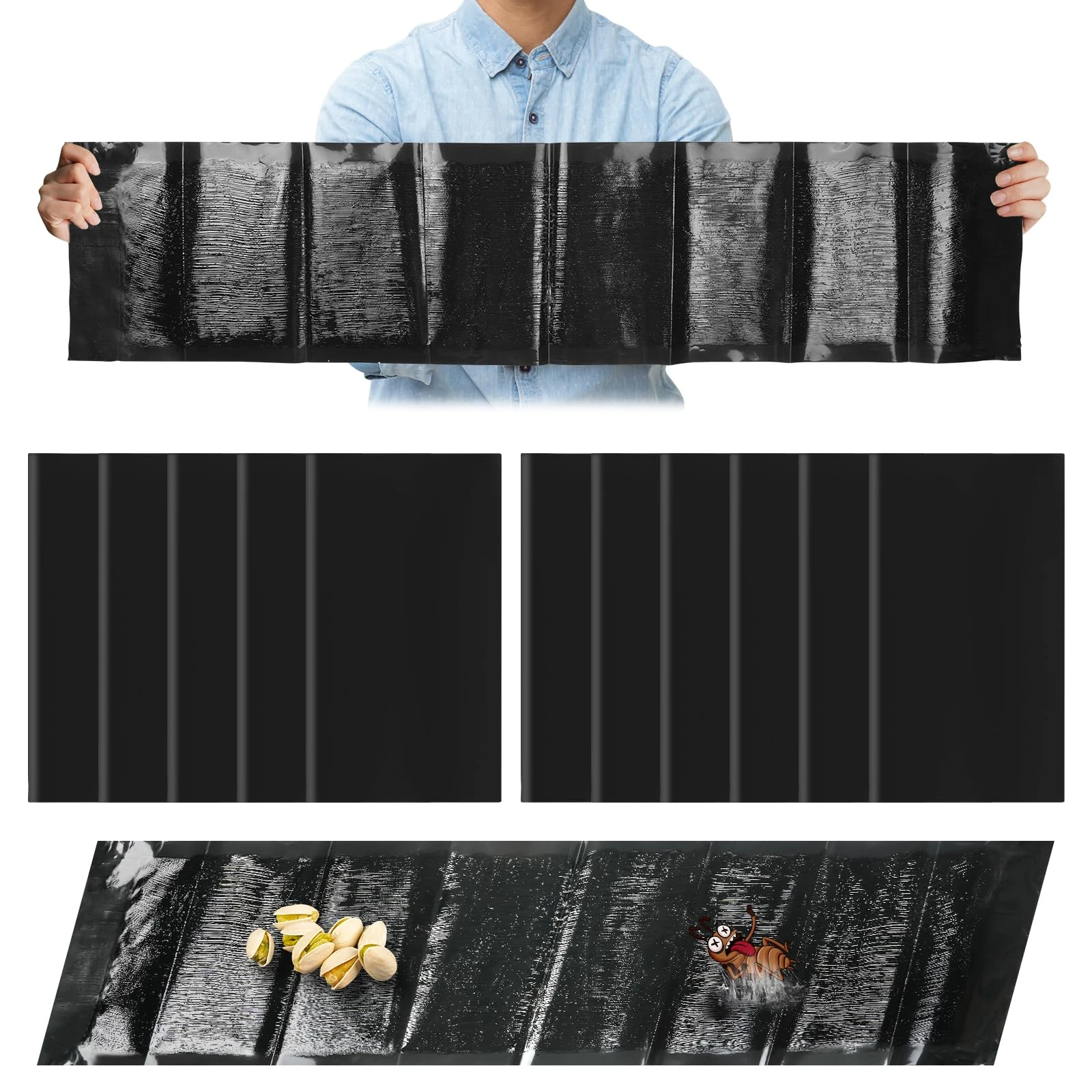 AMFUN Pest Sticky Pads Trap, 11 Packs Pest Sticky Glue Pad Mat, Extra Strong Glue Trap Pads for Multi Pests, Multi-Use Long Sticky Traps Glue Pads Board for Indoor/Outdoor/Kitchen/Garden/Home, 1.2M