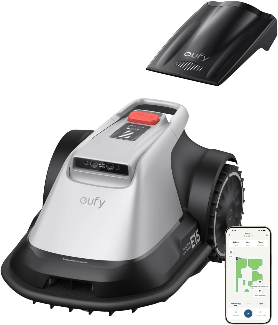 eufy E15 Robotic Lawnmower without Boundary Cable, No Signal Failures, No RTK, TrueVision Technology, Smart Navigation, Garden up to 800 m², Precision Edge Cut, Obstacle Avoidance, App Control