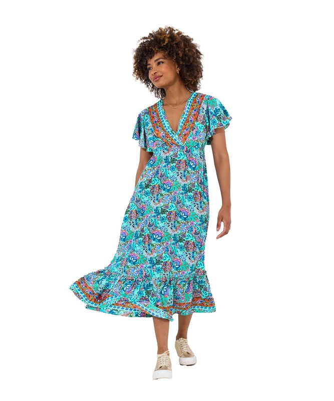 Joe Browns Women's Boho Border Print Maxi Dress, Blue, 14