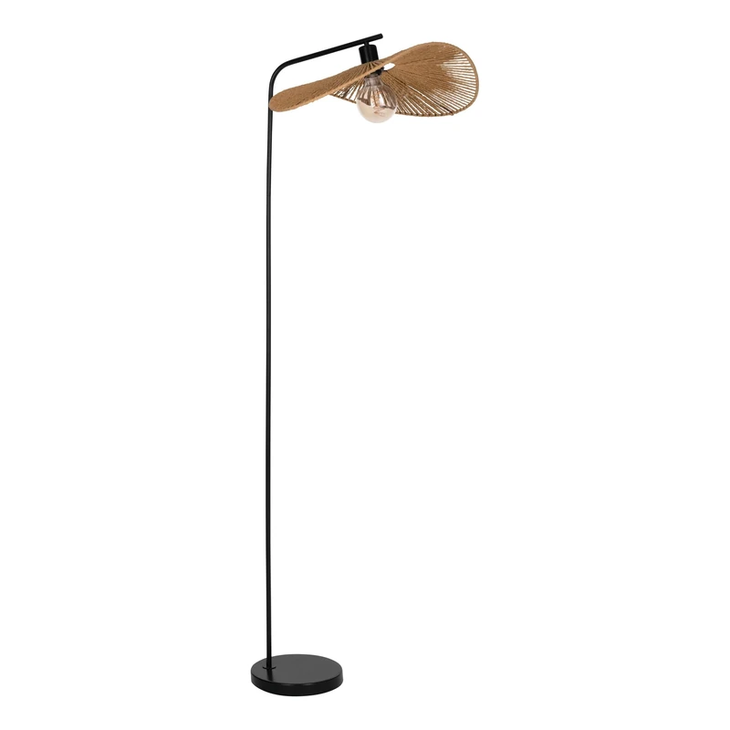 Eglo Floor Lamp Siruela, Boho Standing Light, Metal and FSC-Certified Paper Light in Black Brown, Japanese Style Living Room Lamp, E27 Socket, H 160 cm