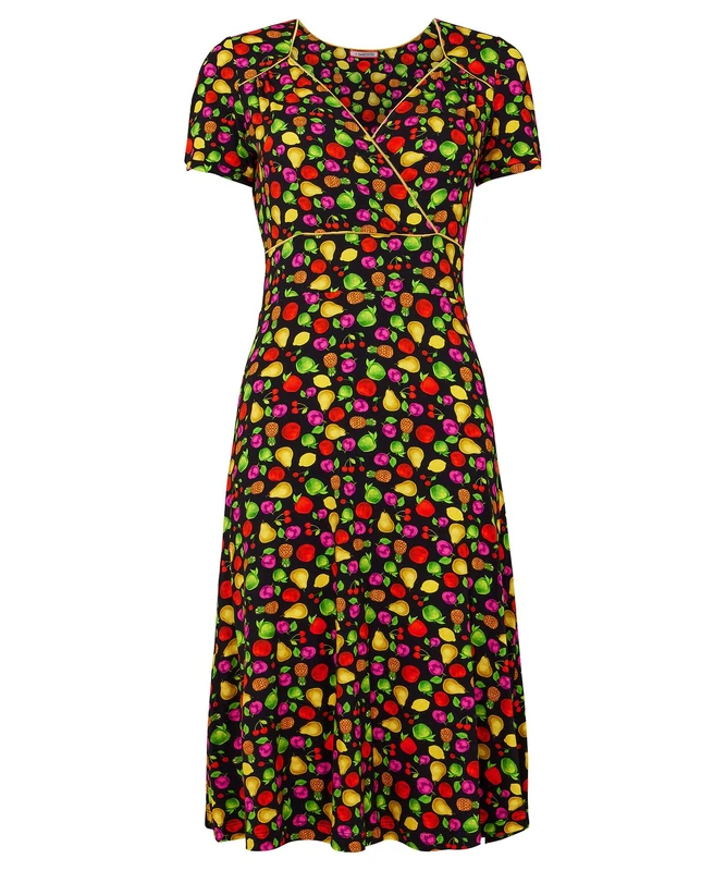 Joe Browns Women's Fruity Floral Knee-Length Jersey Dress, Black, 18