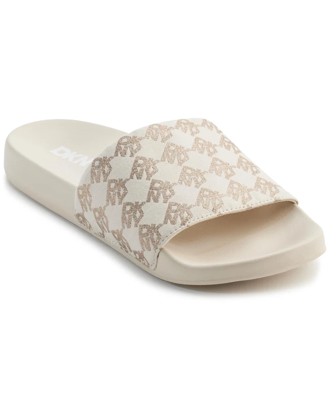 DKNY Women's Zella Flat Slide Sandal, Bone, 40 EU