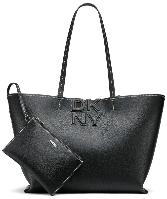 DKNY Women's Nicole Tote, Black And Light Taupe, Small