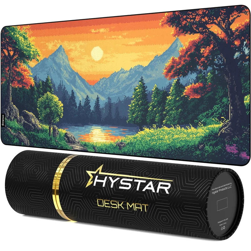 Hystar® Extended Gaming Mouse Pad | XXXL 45" x 20" | 5mm Thick, Waterproof Surface, Smooth Polyester Fabric, and Natural Rubber Base | Pixel Ridge