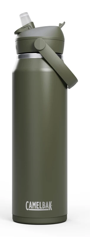 Camelbak Thrive Flip Straw VSS 32oz Bottle, Vacuum Insulated Stainless Steel, Keeps Drinks Ice Cold for Hours, Easy Flip and Sip Design, Streamlined Hydration, Color: Moss, Size: 950 ml