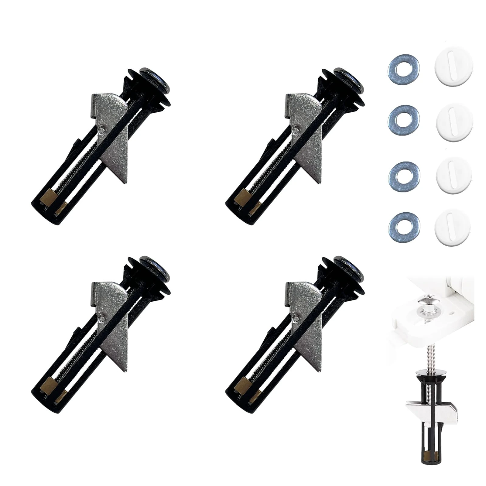 Toilet Seat Bolts Fittings Kit, 4pcs Heavy Duty Toilets Seats Fastener Locking Bolts Replacement Fixing Kits for Top Lid Hinges, Easy Installation and Maintenance Universal Toilet Seat Screws