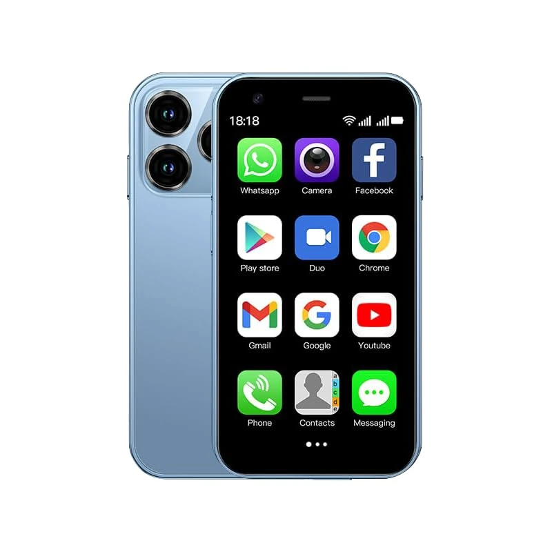 CatCalls Mini Smartphone Unlocked 4G Mobile Phone, 3.0 Inch, 32GB Expandable up to 128GB, Dual SIM Dual Camera, Android 10.0, Supports WiFi Bluetooth Backup Phone (XS15-Blue)