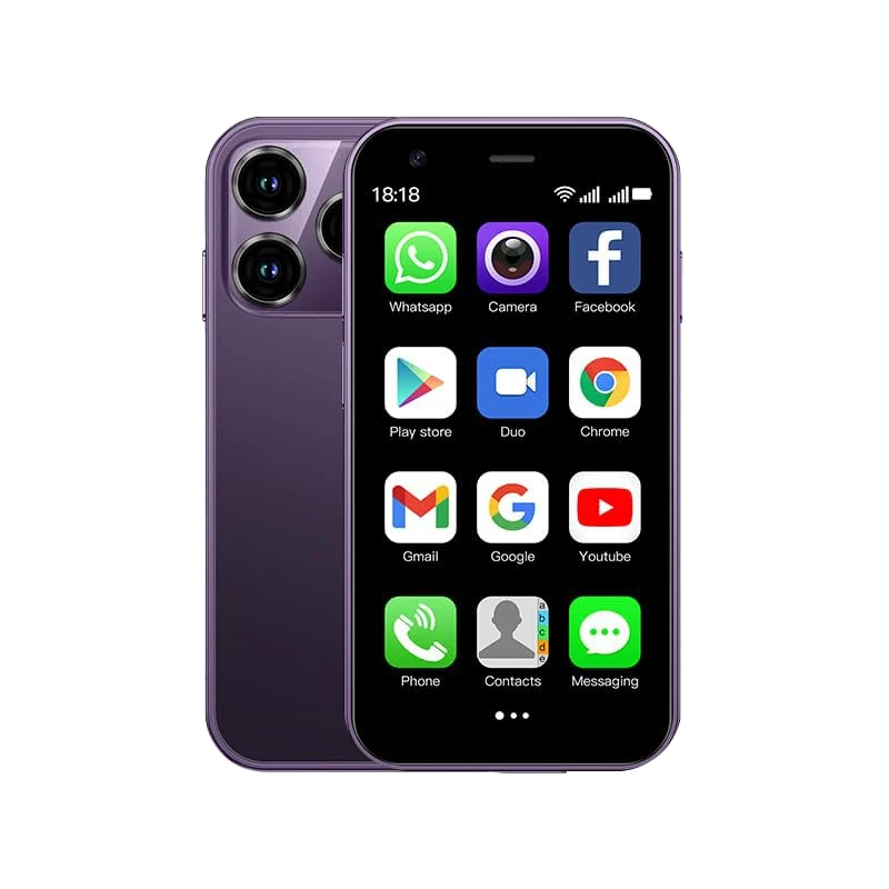 CatCalls Mini Smartphone Unlocked 4G Mobile Phone, 3.0 Inches, 32 GB Expandable up to 128 GB, Dual SIM Dual Camera, Android 10.0, Supports WiFi Bluetooth Backup Phone (XS15 Purple)