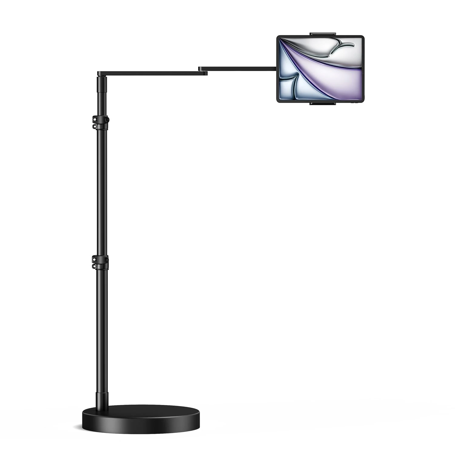 elitehood Adjustable Tablet Floor Stand with Heavy Duty Base, 61cm Horizontal Long Arm iPad Floor Stand Holder for Bed Recliner Sofa, Compatible with iPad mini Air Pro 13/12.9 and 4.7-13in Devices