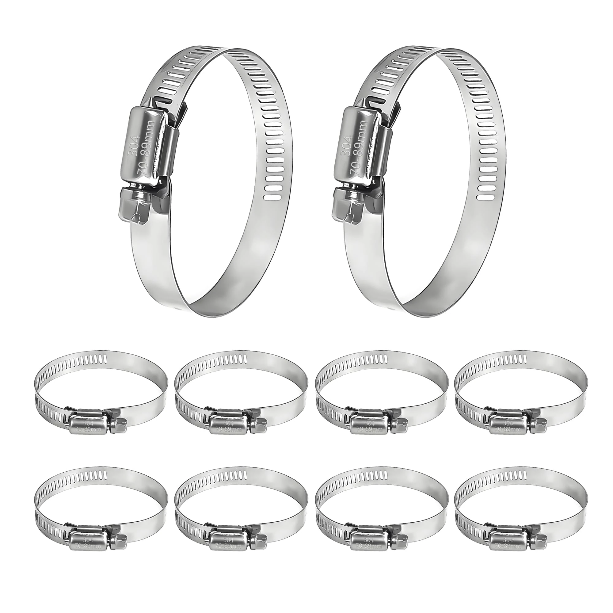 WEDEHE 5 Pcs Hose Clips, Adjustable Large Hose Clamp 304 Stainless Steel, 70-89mm Range Pipe Clips, Tube Clamp for Pool, Pond and Garden